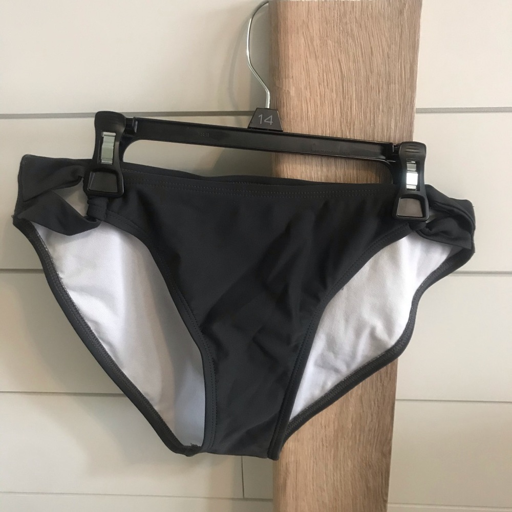 Grey, low-cut swim bottoms